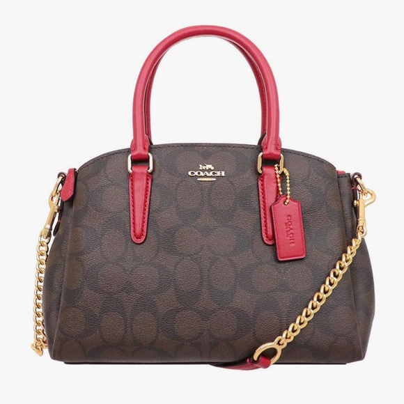 Coach Signature Satchel in Brown and Red - Picture 1 of 5